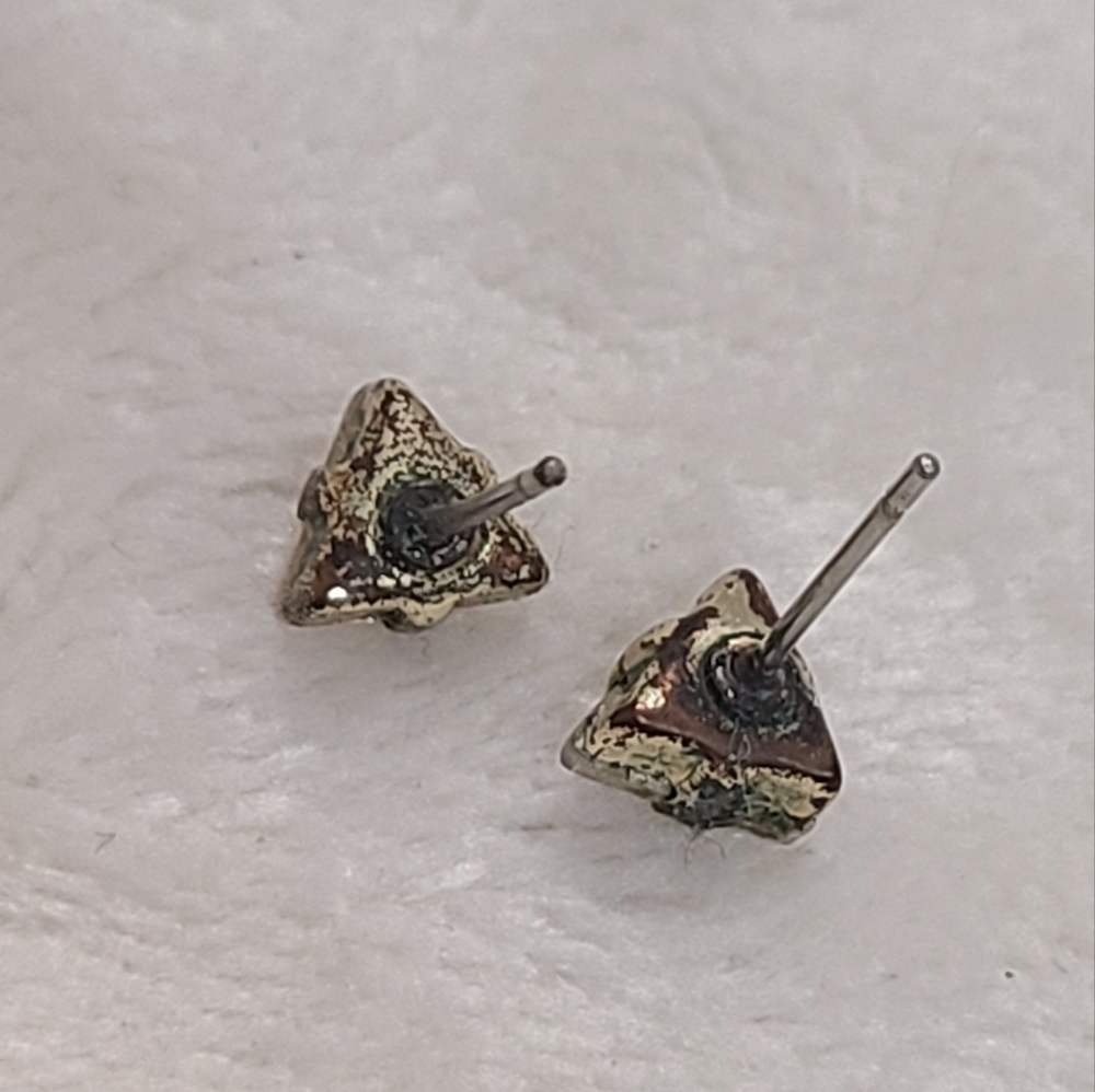 Silver Tone Triangular Stud Earrings - image 3